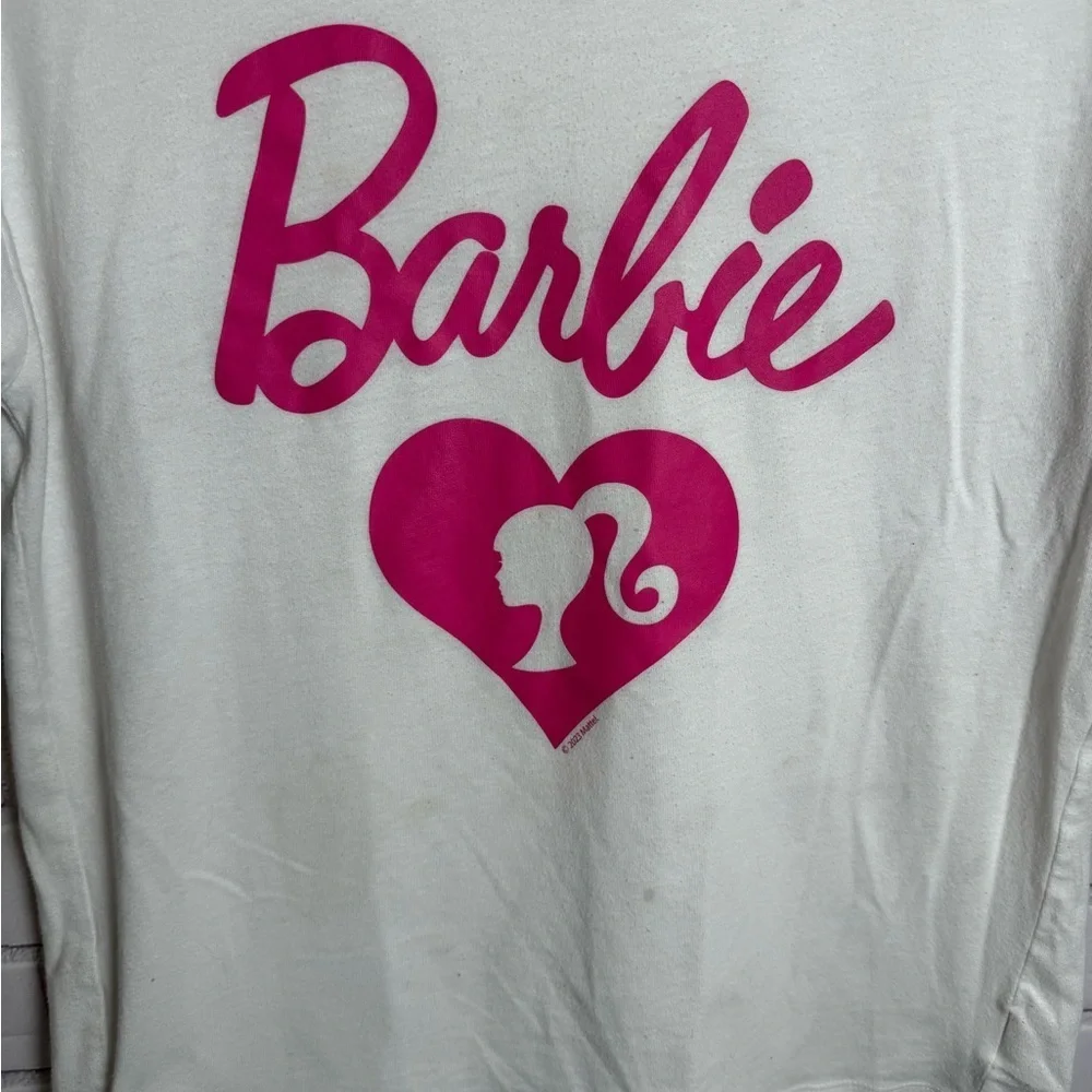 Old Navy White and Pink Barbie Logo Tee/girls size XL